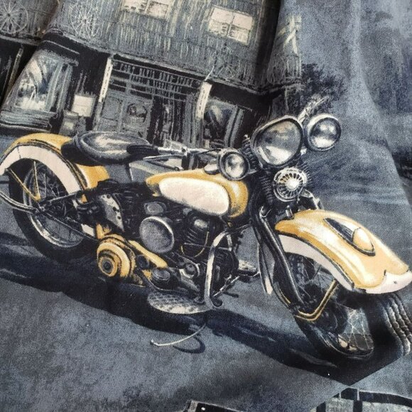 VTG Mens Classic Motorcycle Moto Shirt Button down Large Long Sleeve Cotton Bike - Picture 3 of 11